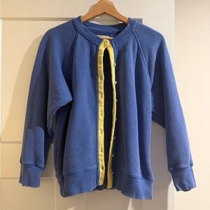 Free People - Blue and Yellow trimmed sweatshirt cardigan